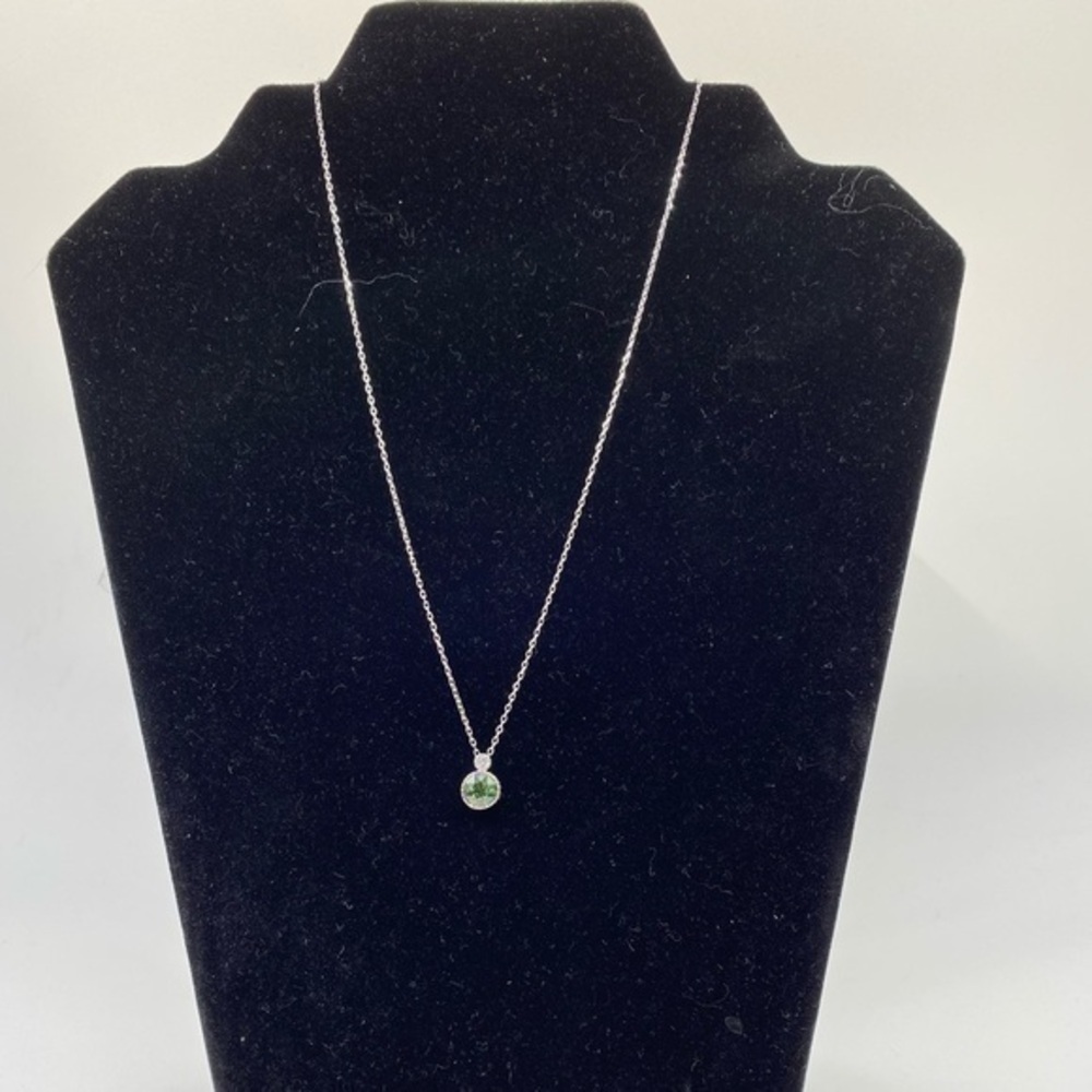 Sterling Sliver Crystal Round Pendant‎ Necklace